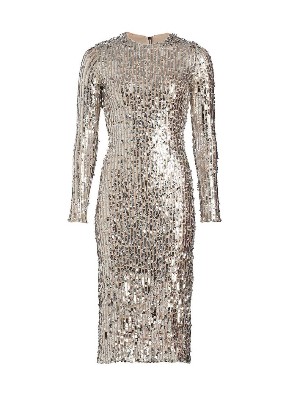 Le Superbe Sequined Beige Studio 54 Kate Midi Dress Size XS